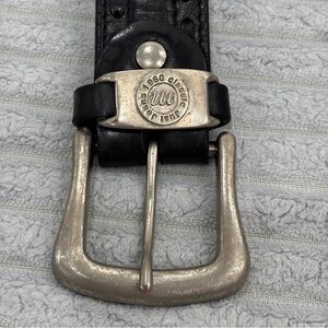 Black Leather Belt with Silver Buckle